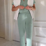 Sheridan Half-Zip Neck Short Sleeve Sweatshirt and Elastic Waist Pocket Jogger Set