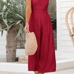 Sexy Sling Waist Pocket Straight Sleeveless Jumpsuit
