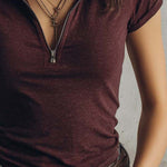 Classic Zip-Neck Snow-Wash Knit Top