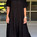 Classy Plain Half Sleeve Midi Dress