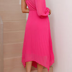 Marissa Pink Pleated Midi Dress