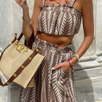 Suspender wide-leg casual elastic pants suit