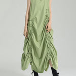 Irregular Clipping Loose Solid Color Round-Neck Midi Dresses