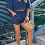 NAVY STRIPED TOP AND SHORT PANTS SET Regular price
