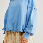 Casual loose outerwear advanced long-sleeved raw edge pullover sweater