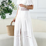 Nirvana off-shoulder ruffled cutout dress