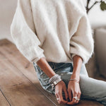 Long Sleeves Twist Back Pure Fuzzy Sweater