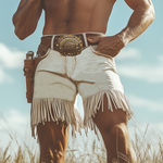 Men's Summer Western Denim Style Fringe Shorts