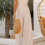 Sexy Sling Waist Pocket Straight Sleeveless Jumpsuit