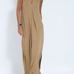 Elegant Is Eternal Knit Solid Color Sleeveless Slit Maxi Dress
