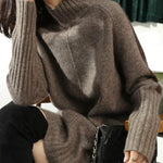 Loose Long Sleeves Contrast Color Half Turtleneck Sweater Dresses