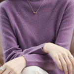 Office Long Sleeves Solid Color High-Neck Sweater Tops Pullovers