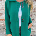 Solid Color Lapel Long Sleeve Button Loose Coat