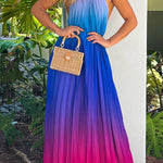 Pink and Purple Halterneck Maxi Dress