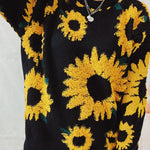 Sunflower Jacquard Crewneck Long Sleeve Knit Pullover Sweater