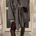 Open Front Pocketed Splice Coat with Belt