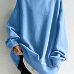 Casual Loose Solid Color Round-Neck Sweatshirt Top