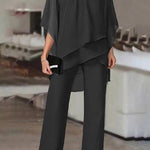 Irregular bat sleeve jumpsuit two-piece suit