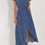 V-neck slit mid-length jumpsuit