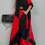 High Waisted Wide Leg Drawstring Elasticity Floral Printed Split-Joint Pants Trousers