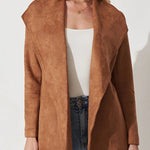 Solid color suit cardigan large lapel suede long-sleeved jacket