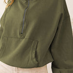 Zip Drawstring Long Sleeve Hoodie