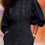 Puff Sleeves Split-Joint Round-Neck Jumpsuits