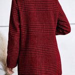 Style Collection Plaid Collared Neck Long Sleeve Jacket