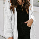 Drop Shoulder Open Front Knit Oversized Sweater Cardigan