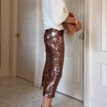 Sequin midi skirt