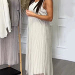 Jensine Pleated Tulle Tank Loose Midi Dress