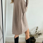 Perfect Winter Walks Knit Turtleneck High-low Hem Loose Midi Sweater