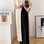 Original Loose Solid Color Split-Front Sweater Dress