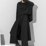 Irregularity Elastic Waist Wide Leg Solid Color Pants