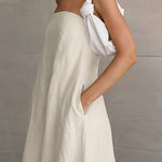 A-Line Loose Elasticity Pockets Solid Color Zipper Tube Maxi Dresses