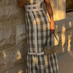 Casual Elegant Plaid Patchwork Flounce Square Collar A Line Dresses
