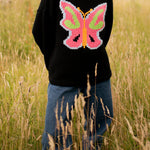 Y2K VIBES NEON BUTTERFLY KNIT LOOSE PULLOVER SWEATER