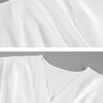 Long Sleeves Loose Pleated Solid Color Split-Joint Tied Waist V-Neck Mini Dresses Shirt Dress