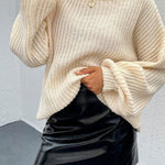 Loose Drop Shoulder Lantern Sleeve Oversized Knit Sweater
