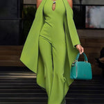 Batwing Sleeves Loose Hollow Solid Color Split-Joint Cold Shoulder Jumpsuits