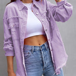 Long Sleeves Loose Fringed Pockets Lapel Outerwear