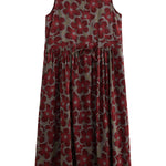 Loose Oversize Drawstring Floral Printed Round-Neck Midi Dresses