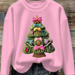 Women's Christmas Tree Art Print Flannel Sweatshirt