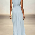 Margovil Crewneck Sleeveless Zipper Back Waisted Maxi Dress