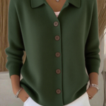 Women's Lapel Button Knitted Cardigan Sweater