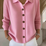 Women's Lapel Button Knitted Cardigan Sweater