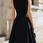 Classic A-Line Black Dress With Pleated Skirt