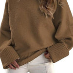 Margovil Crewneck Drop Shoulder Solid Knitted Pullover Sweater