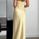 Margovil Strapless Tube Satin Maxi Dress