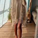 Stylish Dolman Sleeves Pocketed Tassel Sweater